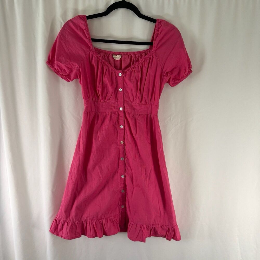 Sim and Sam Mini Dress Women's XS Pink Short Sleeve Square Neck Cotton